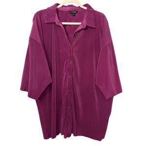 J.NNA Magenta Pleated Button Front Oversized Blouse Top - Size M